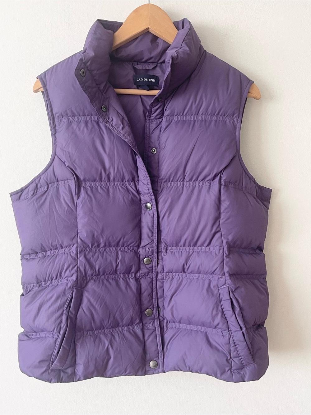 Lands' End Lavender Quilted Down Puffer Vest Women’s size M